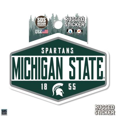 Michigan State 3.25 Inch Hexagon Badge Rugged Sticker Decal
