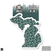  Michigan State 3.25 Inch Text Fill State Rugged Sticker Decal