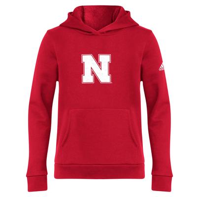 Nebraska Adidas YOUTH Locker Logo Fleece Hoodie