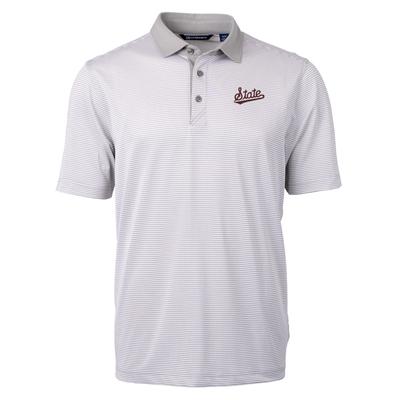 Mississippi State Cutter & Buck Vault Eco Pique Micro Stripe Polo