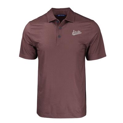 Mississippi State Cutter & Buck Tonal Geo Print State Polo