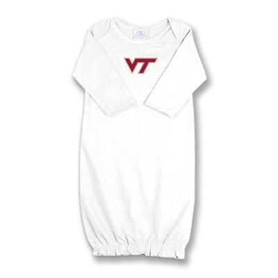 Virginia Tech Newborn Layette Gown WHITE