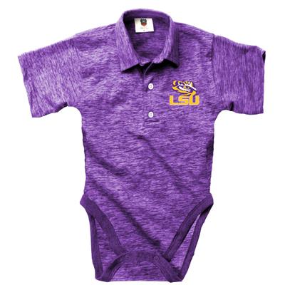 LSU Wes and Willy Infant Cloudy Yarn Polo Hopper