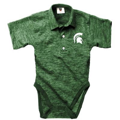Michigan State Wes and Willy Infant Cloudy Yarn Polo Hopper