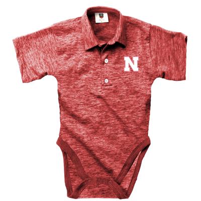 Nebraska Wes and Willy Infant Cloudy Yarn Polo Hopper