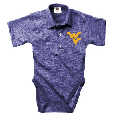 West Virginia Wes and Willy Infant Cloudy Yarn Polo Hopper