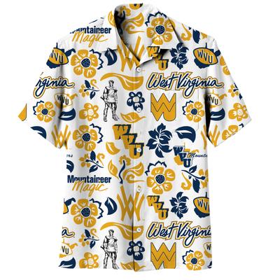West Virginia Wes and Willy Vault Men's Floral Button Up Shirt