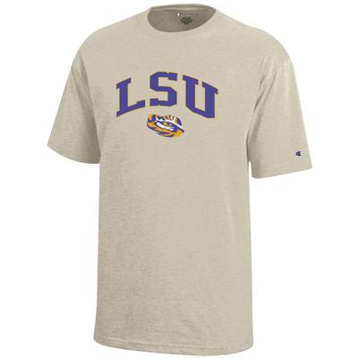 LSU Champion YOUTH Arch Over Tiger Eye Tee OATMEAL