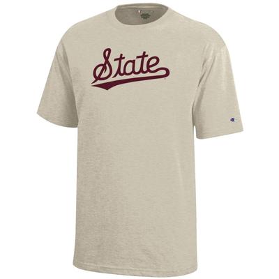 Mississippi State Champion YOUTH State Script Tee OATMEAL