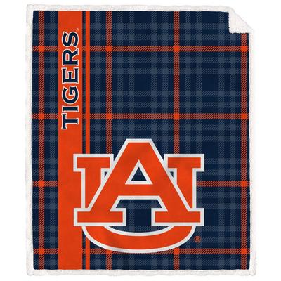 Auburn Pegasus Logo Stripe Flannel Fleece Blanket