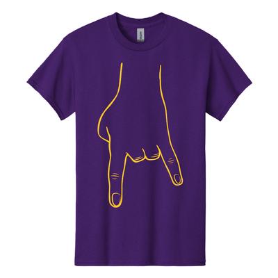 Bacon Purple and Gold Horn Hands Down Tee