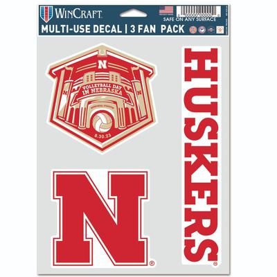 Nebraska 3-Pack Volleyball Day Decals