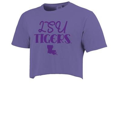 LSU Image One Cutesy Type Monotone Comfort Colors Cropped Tee