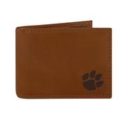  Clemson Zep- Pro Brown Leather Embossed Bifold Wallet