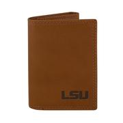  Lsu Zep- Pro Brown Leather Embossed Trifold Wallet