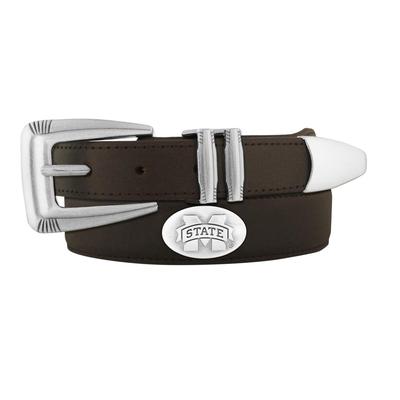 Mississippi State Zep-Pro Brown Leather Concho Tip Belt