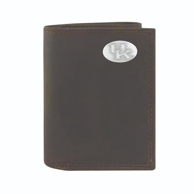 Kentucky Zep-Pro Brown Leather Concho Trifold Wallet