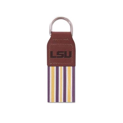 LSU Zep-Pro Leather Ribbon Keychain
