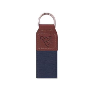 West Virginia Zep-Pro Leather Ribbon Keychain
