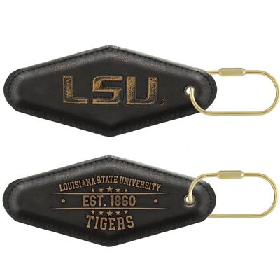 LSU Zep-Pro Burnished Leather Keychain