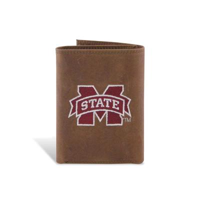 Mississippi State Zep-Pro Brown Leather Trifold Wallet