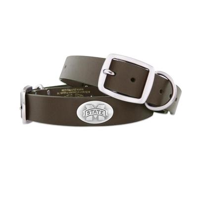 Mississippi State Zep-Pro Brown Leather Concho Dog Collar