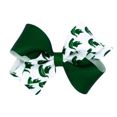 Michigan State Wee Ones Mini Logo Color Block Bow