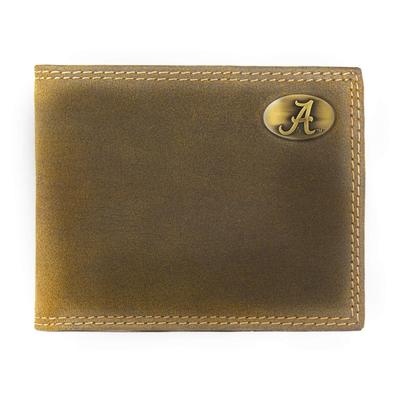 Alabama Zep-Pro Tan Vintage Leather Bifold Wallet
