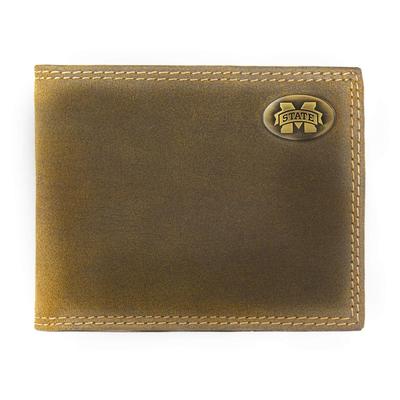 Mississippi State Zep-Pro Tan Vintage Leather Bifold Wallet