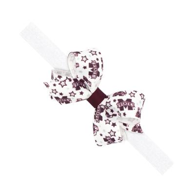 Mississippi State Weeones Grosgrain Bow on Elastic Band
