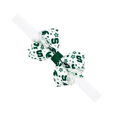 Michigan State Weeones Grosgrain Bow on Elastic Band