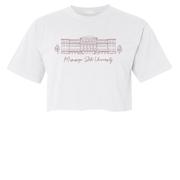  Mississippi State Summit Campus Building Script Comfort Colors Cropped Tee