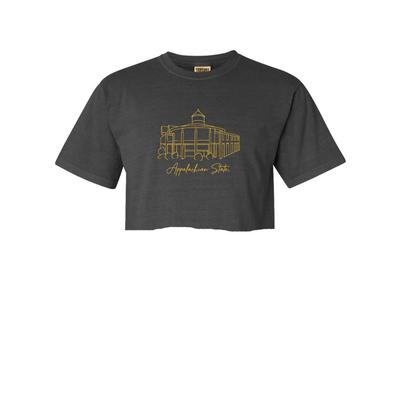 App State Summit Campus Building Script Comfort Colors Cropped Tee