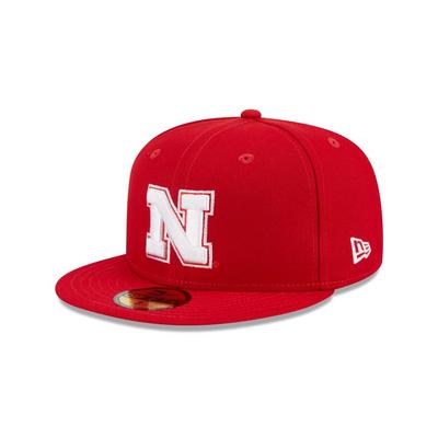 Nebraska New Era 5950 N Logo Flat Bill Fitted Hat