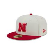  Nebraska New Era 5950 N Logo Flat Bill Fitted Hat