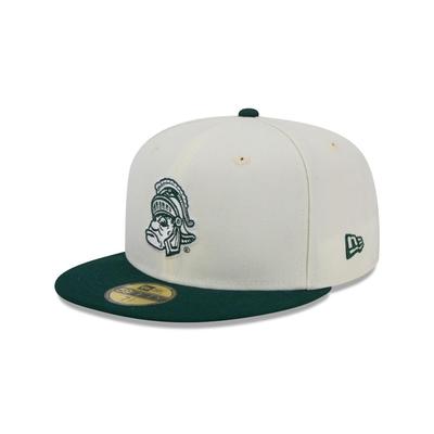 Michigan State New Era 5950 Vault Sparty Logo Flat Bill Fitted Hat