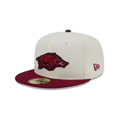 Arkansas New Era 5950 Running Hog Logo Flat Bill Fitted Hat