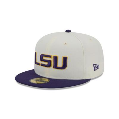 LSU New Era 5950 LSU Logo Flat Bill Fitted Hat