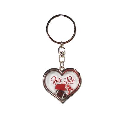 Alabama Heart with Floater Charms Keychain