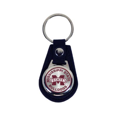 Mississippi State Leather Teardrop Keychain