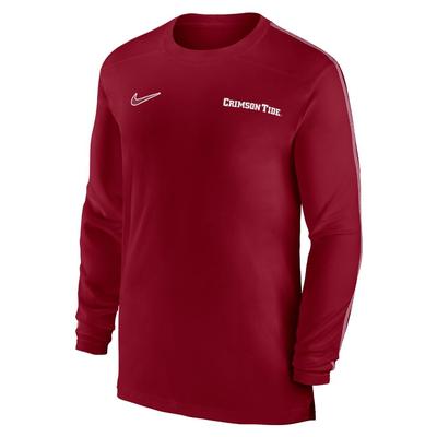 Alabama Nike Dri-Fit Sideline UV Coach Long Sleeve Top CRIMSON