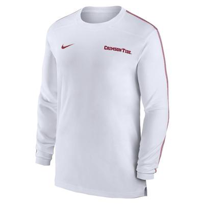 Alabama Nike Dri-Fit Sideline UV Coach Long Sleeve Top WHITE