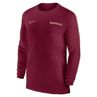 Florida State Nike Dri-Fit Sideline UV Coach Long Sleeve Top MAROON