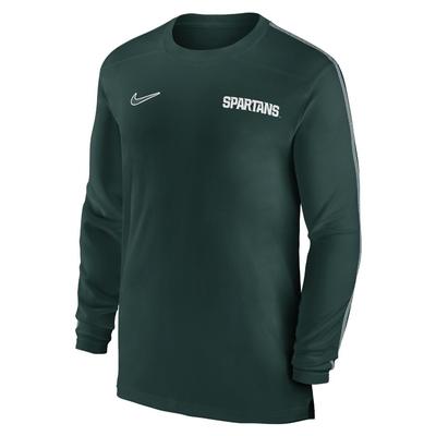 Michigan State Nike Dri-Fit Sideline UV Coach Long Sleeve Top