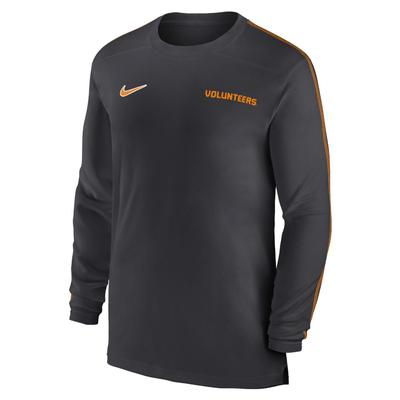 Tennessee Nike Dri-Fit Sideline UV Coach Long Sleeve Top ANTHRACITE