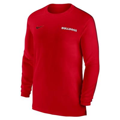 Georgia Nike Dri-Fit Sideline UV Coach Long Sleeve Top