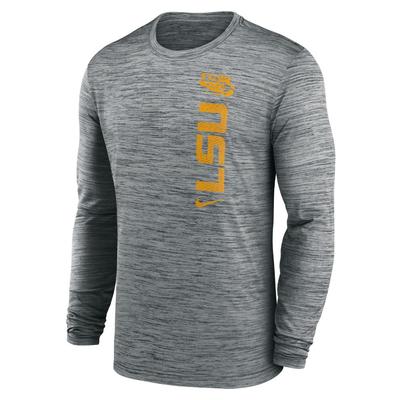 LSU Nike Dri-Fit Sideline Velocity Long Sleeve Tee DK_GREY_HTHR