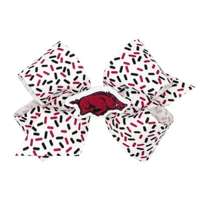 Arkansas Wee Ones Medium Confetti Printed with Logo Badge Bow