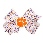  Clemson Wee Ones Medium Confetti Printed With Logo Badge Bow