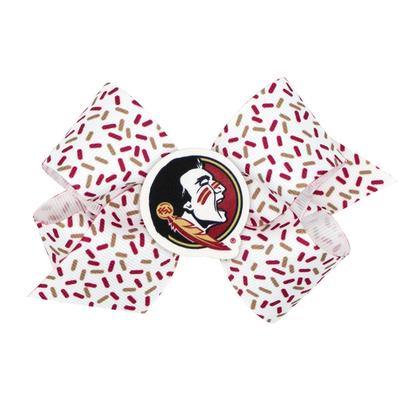 Florida State WeeOnes Medium Confetti Printed with Logo Badge Bow